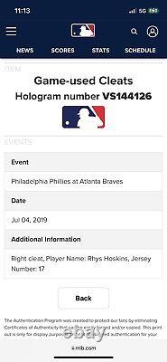 Rhys Hoskins 2019 Philadelphia Phillies Stars and Stripes Game Worn Spikes
