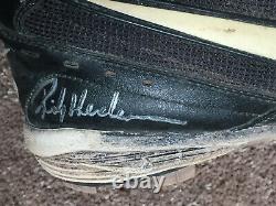 Rickey Henderson signed game used 1997 Padres Angels Cleats 2 Auto PSA LOA