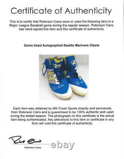 Robinson Cano Autographed Mariners Game Used Cleats Signed Cert PSA 7A96592