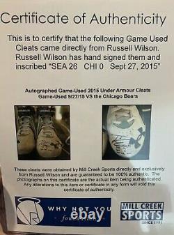 Russell Wilson Seahawks Signed Game Used Worn Cleats Autographed Auto 1/1