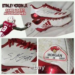STANLEY MORGAN JR. Game Used Worn Signed Cleats NEBRASKA CORNHUSKERS Adidas