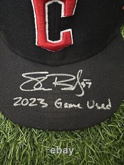 Shane Bieber Cleveland Guardians Game Used Away Hat 2023 MLB Auth LOA