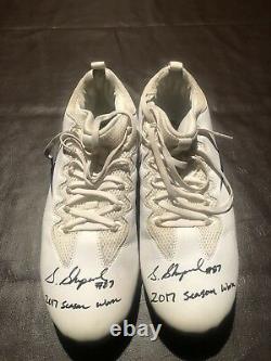 Sterling Shepard 2017 Auto Game Worn Used Nike Cleats Signed Player Coa Proof