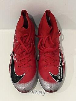 Sterling Shepard 2018 Autographed Game Used Win TD Cleats Worn 2x Shepard COA
