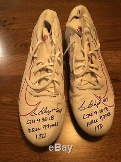 Sterling Shepard Auto Game Used Custom Odell Beckham Jr Cleats Photo Signed Coa