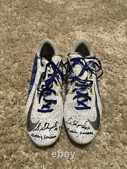 Sterling Shepard Giants Rookie Game Used Custom Cleats Photo Proof Signed Coa