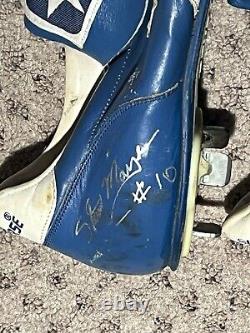 Steve Maye Game Used & Signed Baby Blue San Jose Bees Rare Toe Protector Auto