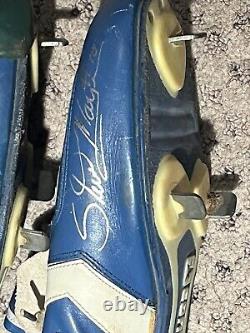 Steve Maye Game Used & Signed Baby Blue San Jose Bees Rare Toe Protector Auto