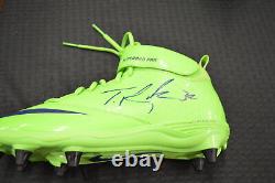 Thomas Rawls Game Used Cleats Seahawks Green Color Rush Autographed JSA Pair BNE