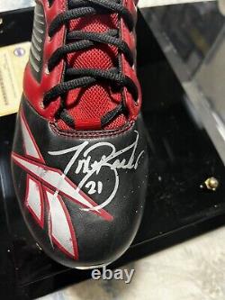 Tiki Barber Game Used Football Cleat Signed with Display Case Steiner CoA