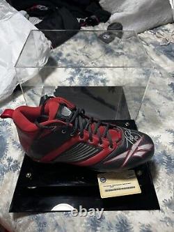 Tiki Barber Game Used Football Cleat Signed with Display Case Steiner CoA