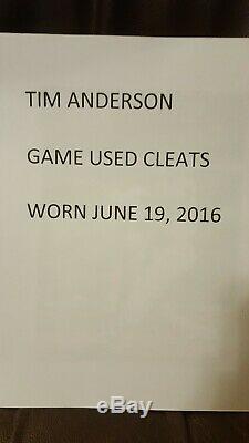 Tim Anderson ROOKIE autographed auto game used worn cleats Sids Graphs COA