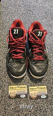 Todd Frazier Autographed 2013 Cincinnati Reds Game Used Cleats With Inscription