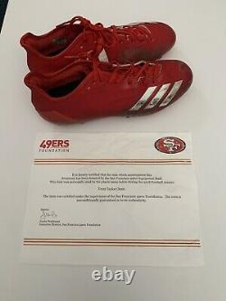 Trent Taylor San Francisco 49ers Game Used Cleats And Gloves Signed Card Slab