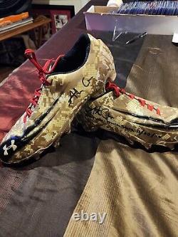 University Of Maryland Game Used Autographed Salute To Service Cleats. Rare