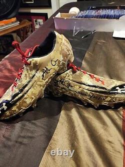 University Of Maryland Game Used Autographed Salute To Service Cleats. Rare