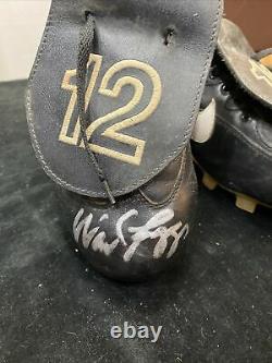 Wade Boggs Autographed baseball cleats game worn used get them now