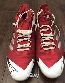 Xander Bogaerts USED 2017 GAME USED CLEATS game worn SIGNED auto RED SOX