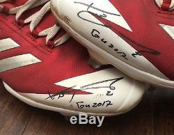 Xander Bogaerts USED 2017 GAME USED CLEATS game worn SIGNED auto RED SOX