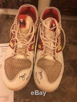 Yadier Molina signed game used cleats with Game Used inscription Beckett Auth