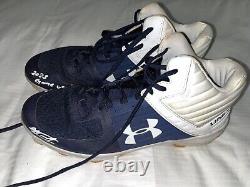 Yainer Diaz Auto Signed 2023 Game Used Cleats Spikes Beckett Hologram Blue/White