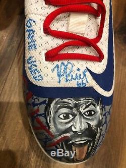 Yasiel Puig Signed Game Used Cleats World Series Game Worn Hand Painted Psa/dna